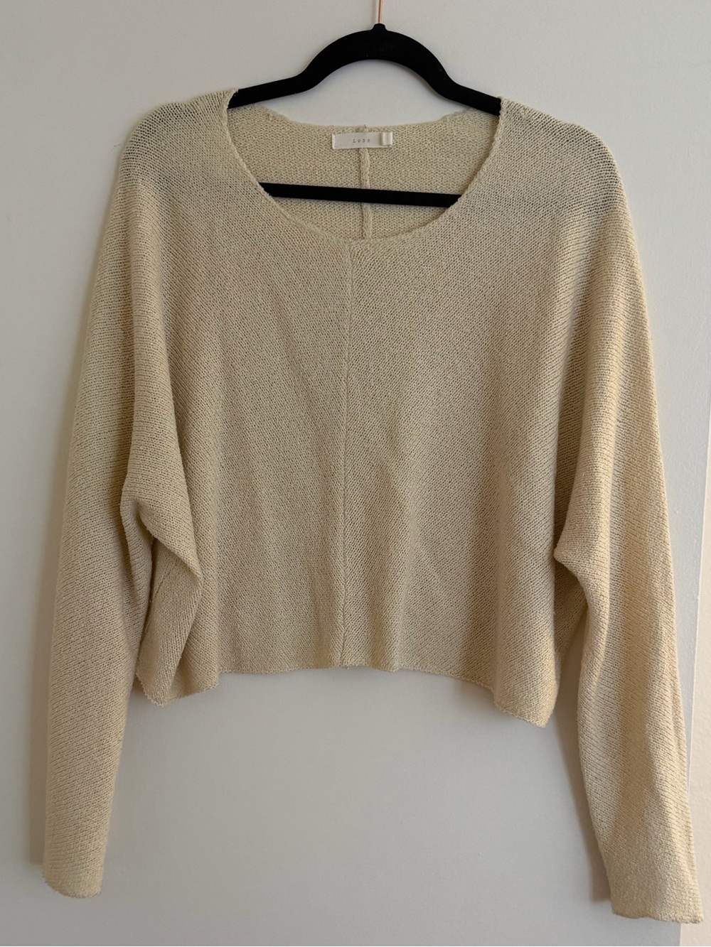 Lush Cream Crewneck Cropped Knit Sweater